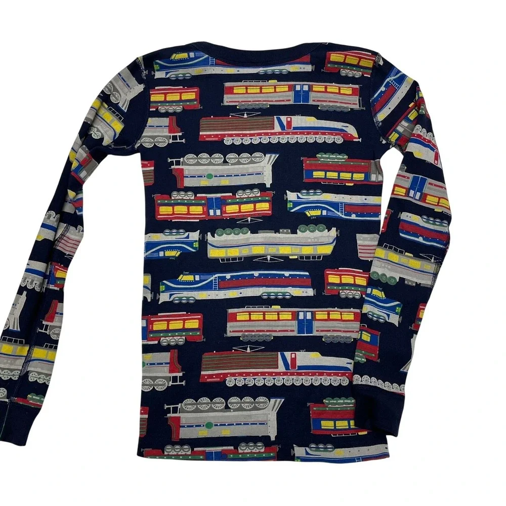 Hanna Andersson Pajama Set Navy Blue Train Print Boys Size‎ 12 Sleepwear